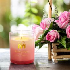 Scented Candle Rose Berry Fragrance 7.07 Oz Soy Wax 40 Hours Long Lasting Burning in Glass Jar